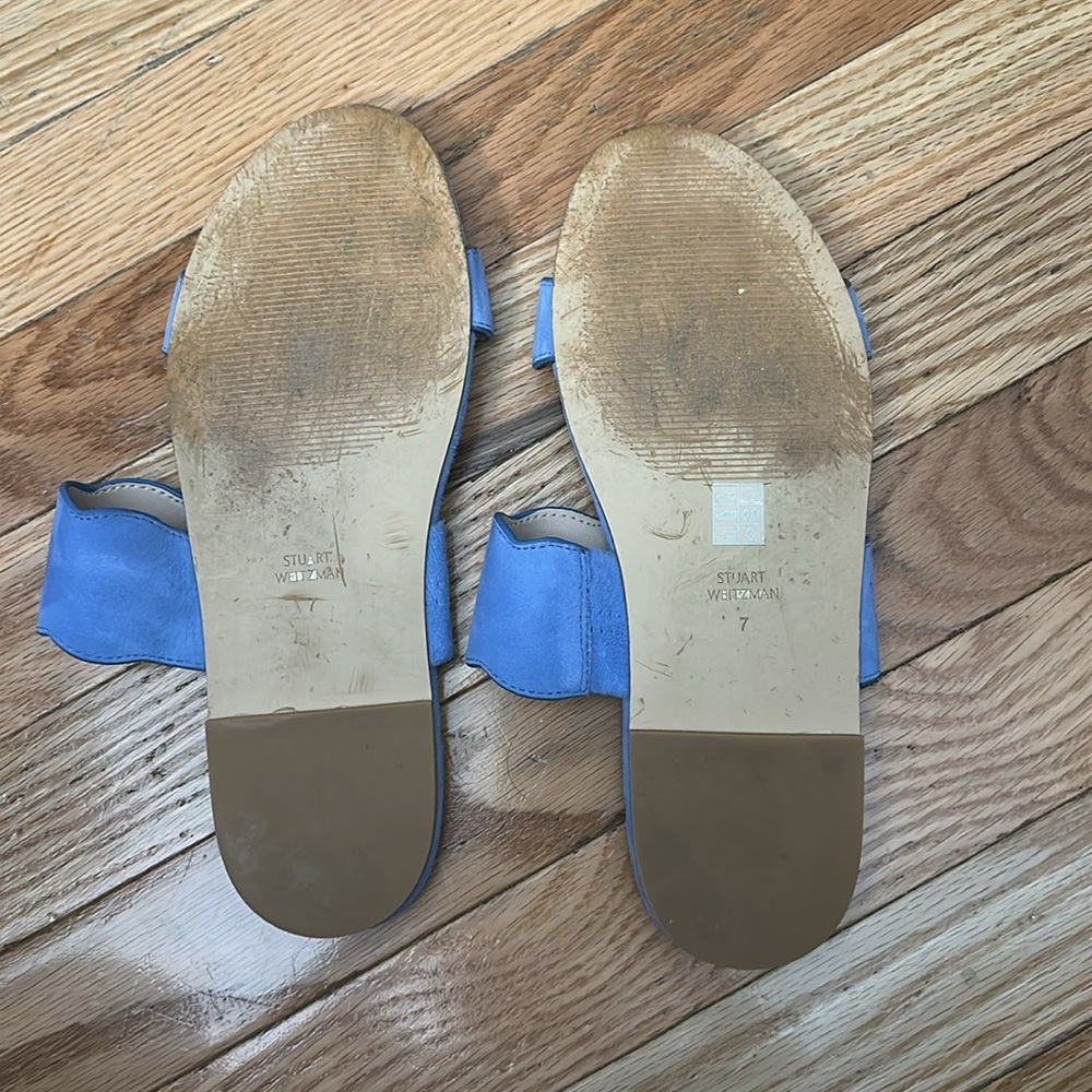 Stuart Weitzman Blue Santorini Scallop Slide Sandals size‎ 7 - Picture 6 of 6